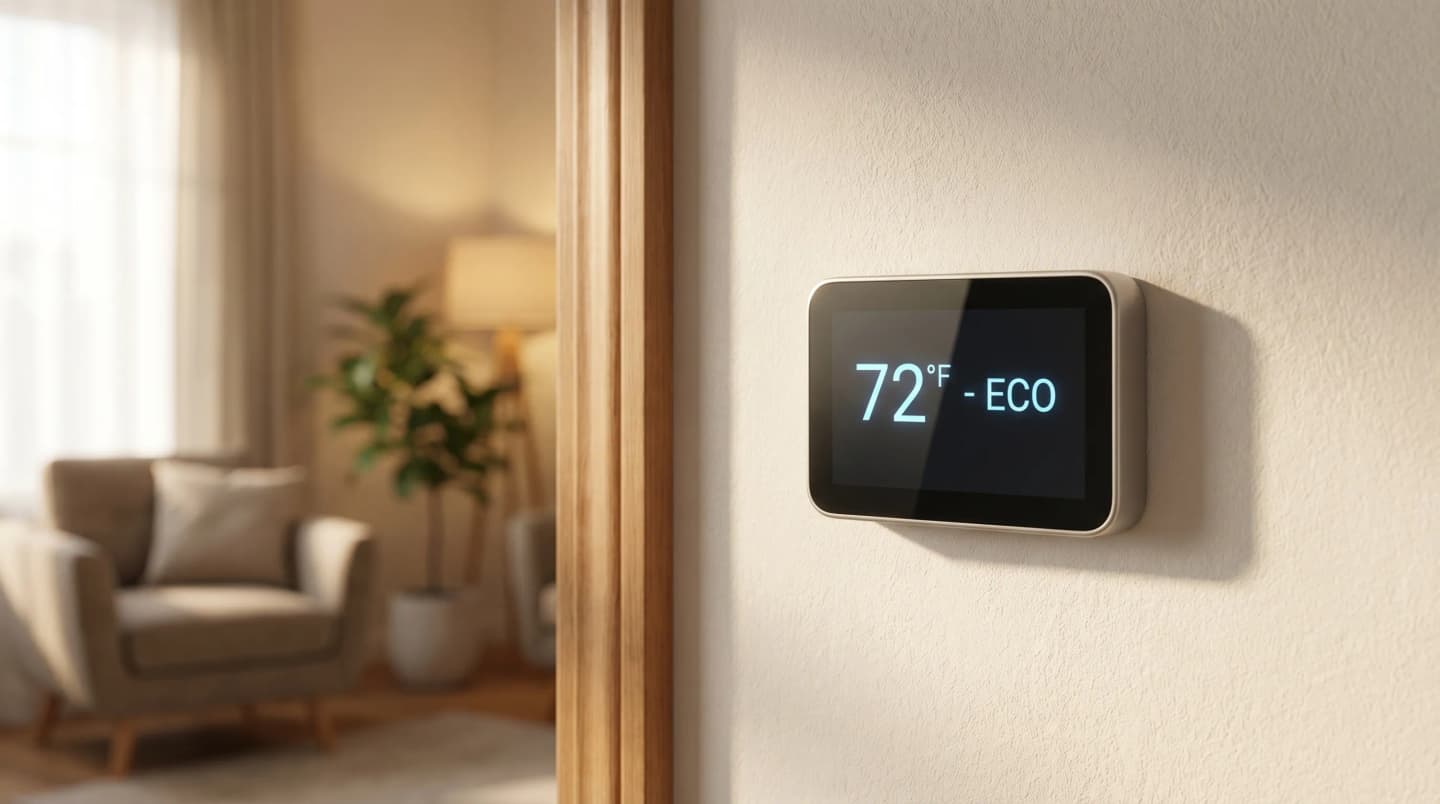 Homeowner adjusting a smart thermostat in a San Antonio home to avoid common thermostat mistakes.